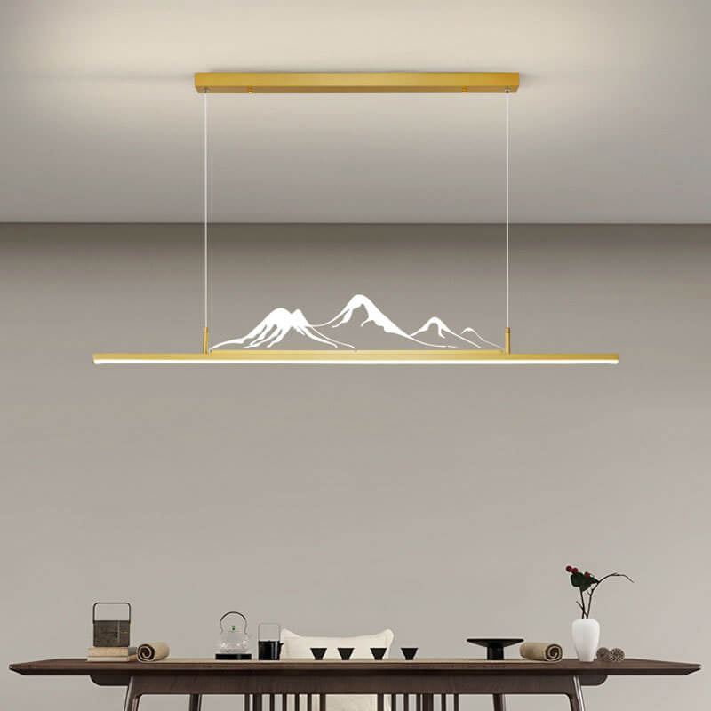 Dekorativer LED-Kronleuchter im chinesischen Stil mit langem Streifen und Berggipfeldesign 