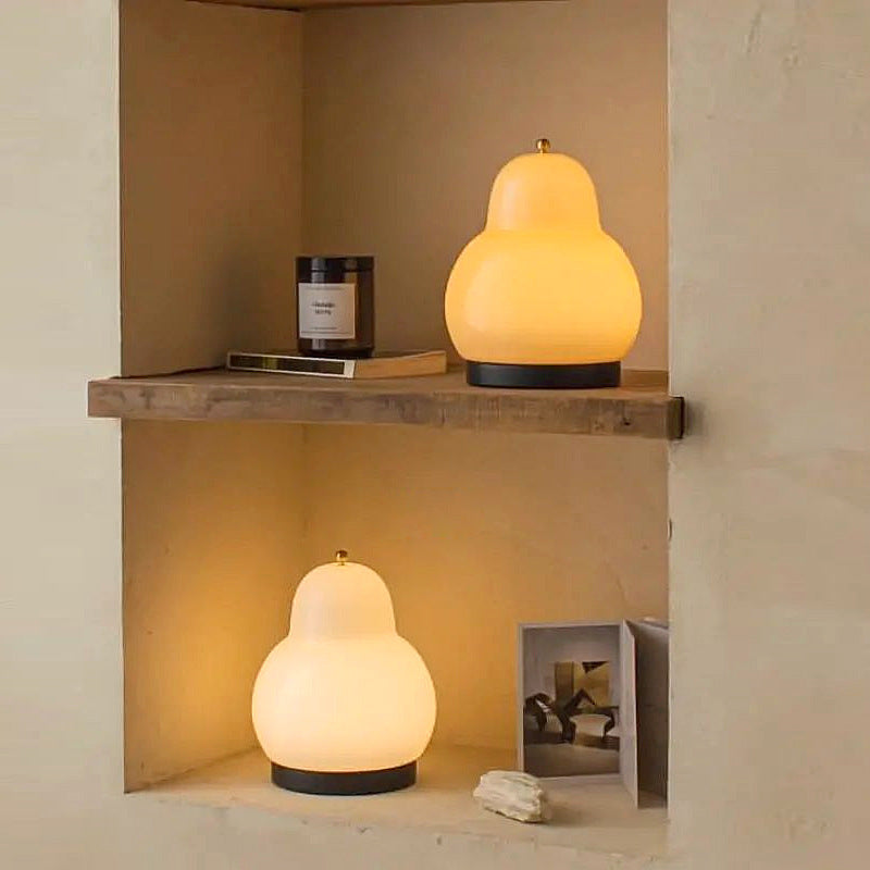 Traditional French Cream Pear Shape LED Rechargeable Touch Table Lamp For Bedroom