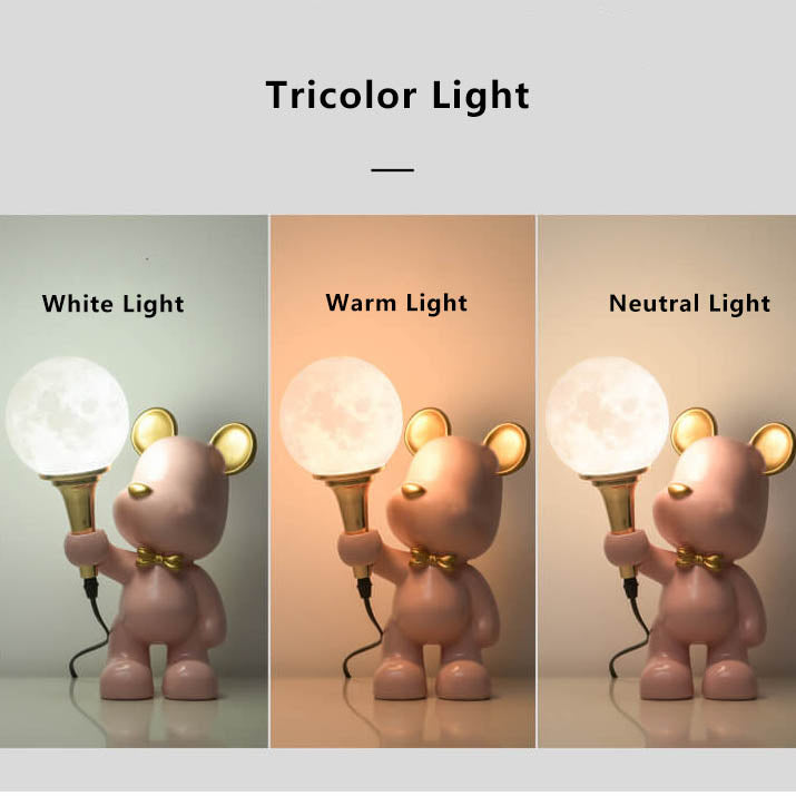 Creative Cartoon Bear Resin 1-Light Night Light Table Lamp