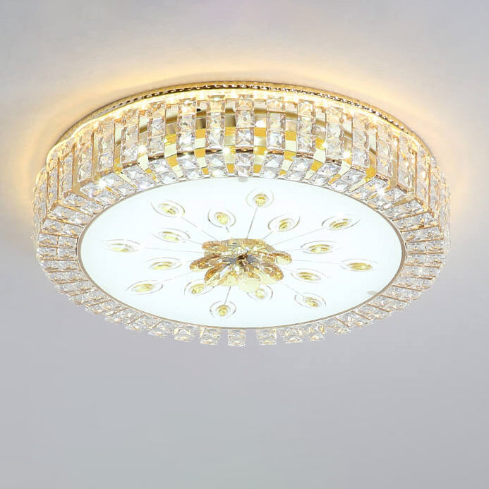 Europäische Luxus-Kristall-runde LED-Unterputz-Deckenleuchte 