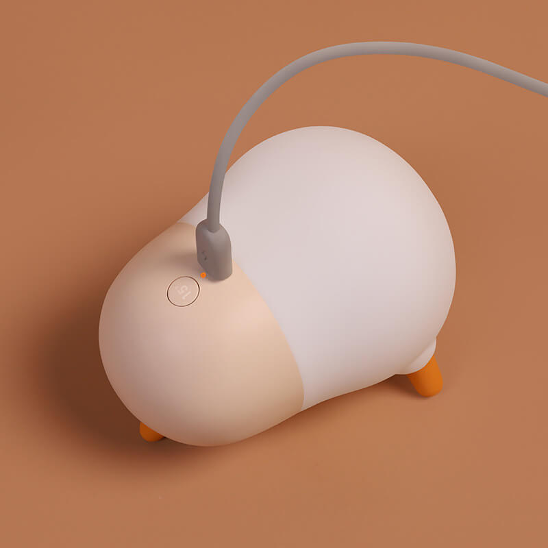 Lampe de table LED avec veilleuse en silicone créative en forme de poussin de dessin animé 