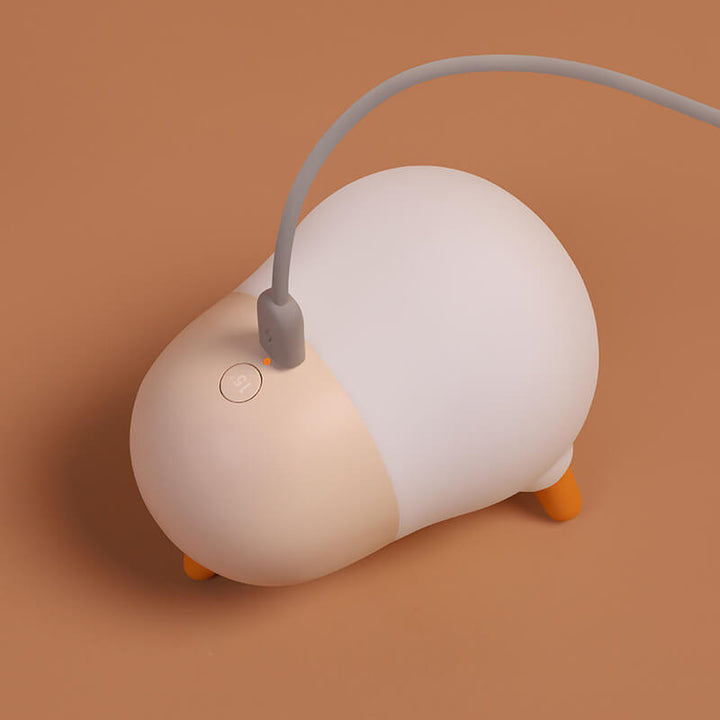 Lampe de table LED avec veilleuse en silicone créative en forme de poussin de dessin animé 