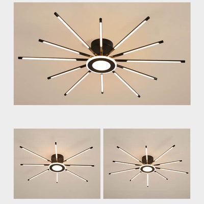 Modern Creative Strip Fireworks LED Semi- Flush Mount Ceiling Light