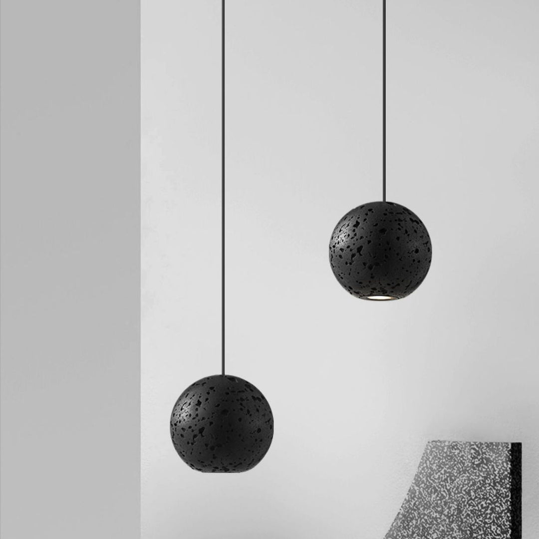 Modern Minimalist Black Hole Stone Orb LED Pendant Light For Dining Room