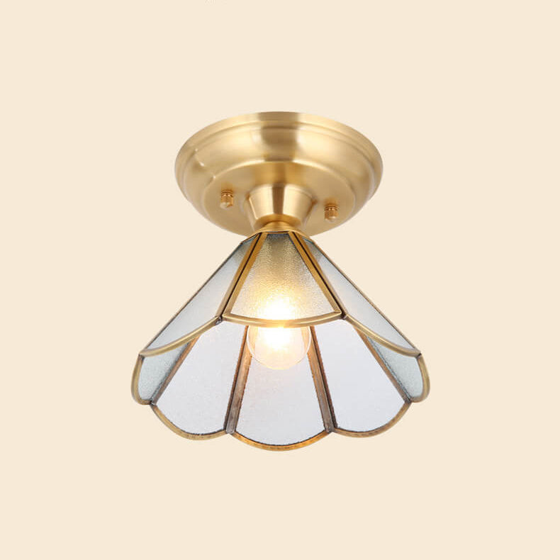 Europäisches Luxus-Deckenleuchte im Retro-Blütendesign aus Vollkupfer mit 1 Licht 