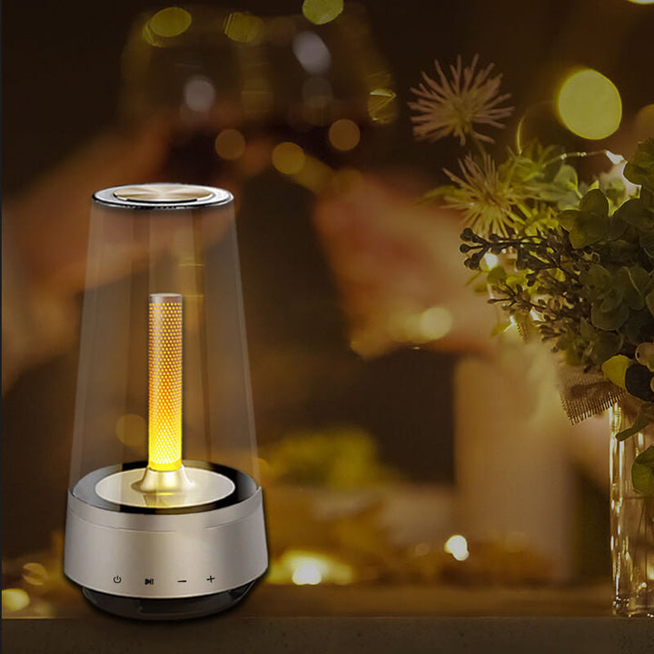 Conception de bougie créative Haut-parleur Bluetooth Lampe de table LED 