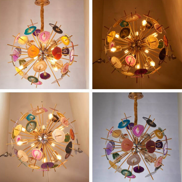 Nordic Colored Agate Globe Ball Design 12/24 Light Chandelier