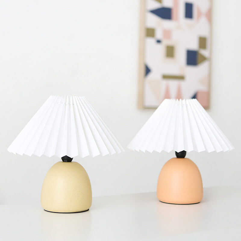 Traditional Japanese Minimalist 1-Light Cloth Ceramic Table Lamp