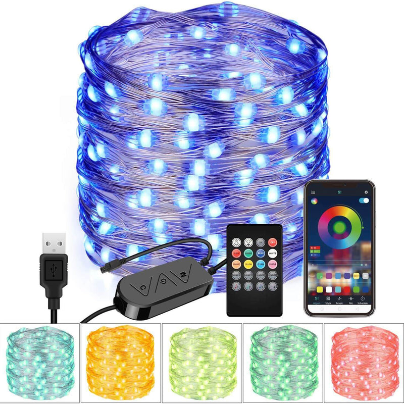 Guirlandes Lumineuses Décoratives Intelligentes Musique USB Bluetooth Application Fil de Cuivre Lumières Décoratives 