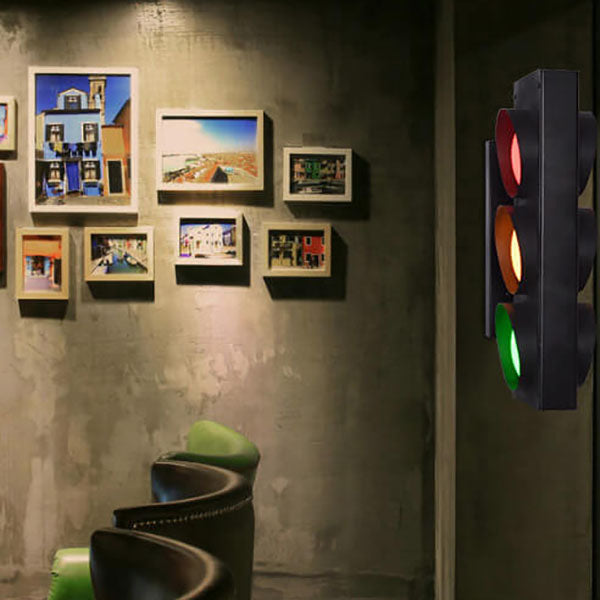 Diseño de semáforo industrial retro lámpara de pared LED 