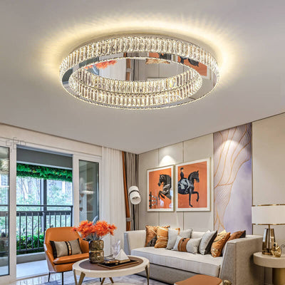 Modern Round Flush Mount Lighting Crystal LED Ceiling Light