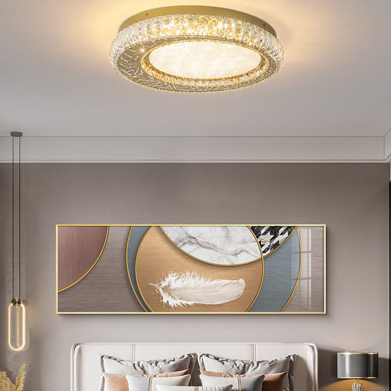 Modern Luxury Crystal Bird Nest Round LED Flush Mount Ceiling Light
