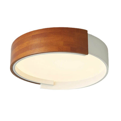 Nordic Creative Half Round Wooden Round LED Flush Mount Light