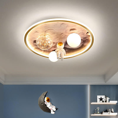 Cartoon Childlike Creative Spaceman Design LED Flush Mount Light