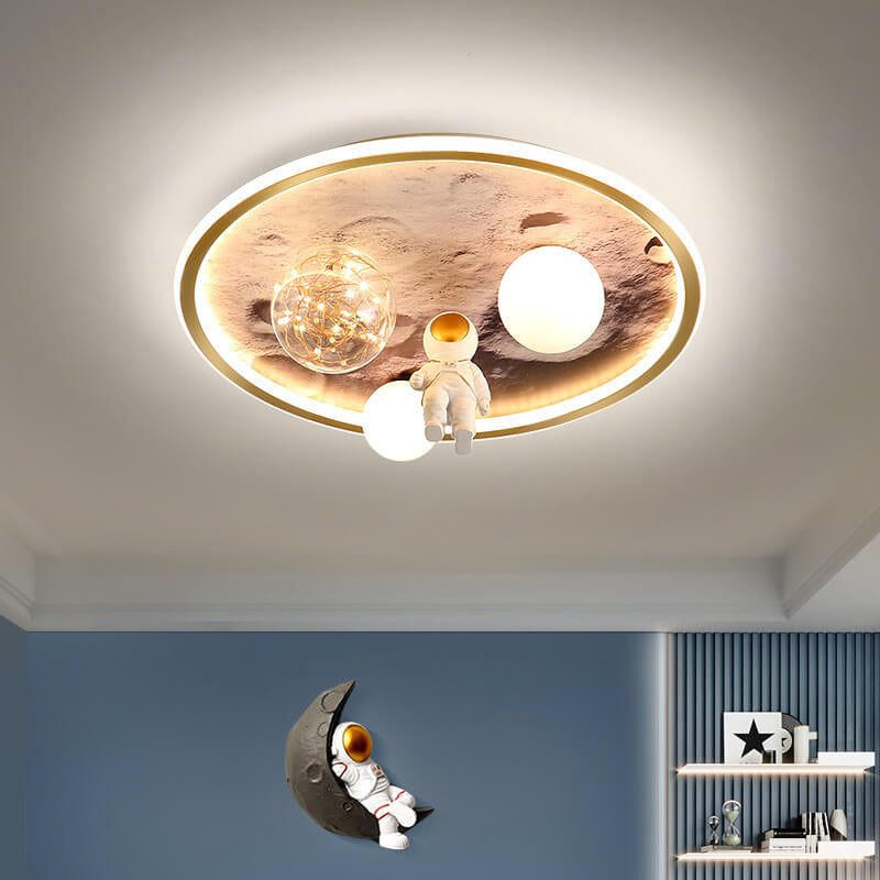 Cartoon Childlike Creative Spaceman Design LED Flush Mount Light