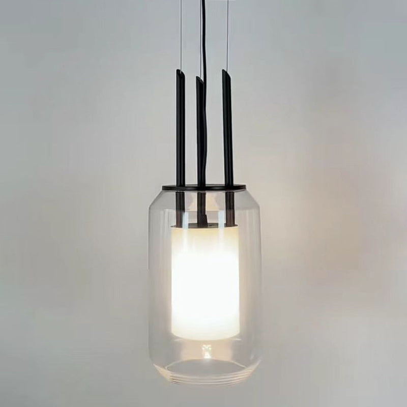 Moderner minimalistischer Glaszylinder-Glas 1-Licht-Pendelleuchte 