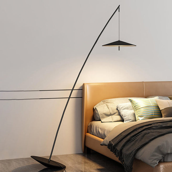 Contemporary Nordic Iron Black Tilt Fishing Rod Design LED Standing Floor Lamp For Living Room & Bedroom