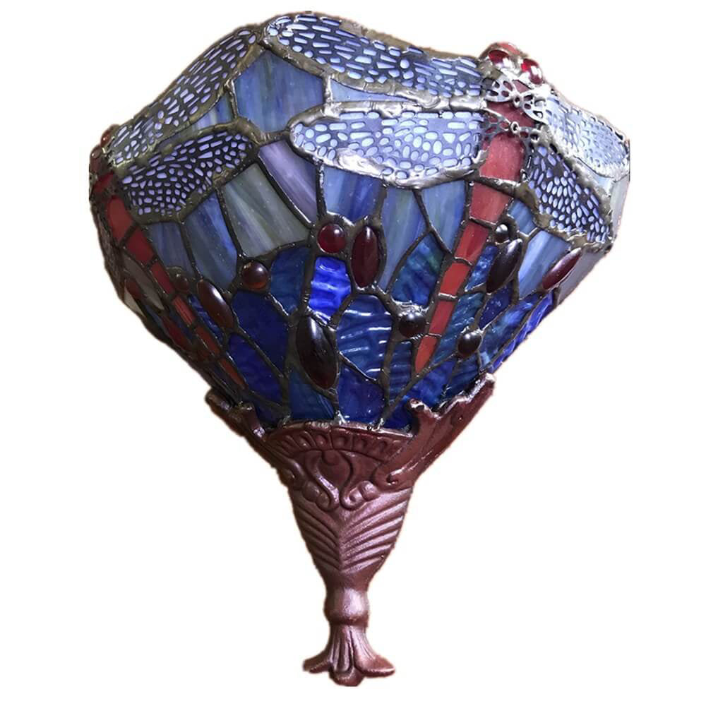 Europäische Tiffany Libelle Buntglas 1-Licht Wandleuchte 