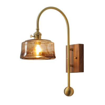 Modern Japanese Vintage Brass 1-Light Wall Sconce Lamp