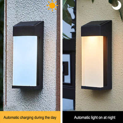 Solar Square Frosted Glass Waterproof Outdoor LED Wall Sconce Lamp