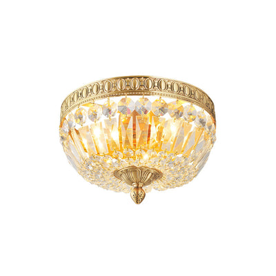 French Vintage Crystal Round 3/5/9 Light Flush Mount Ceiling Light