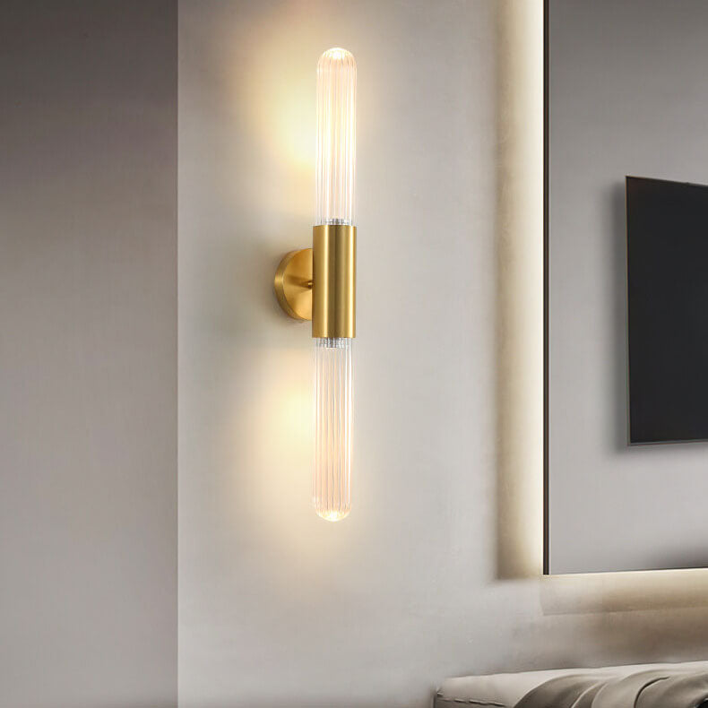 Moderne Leichte Luxus Lange Gold Klare Kupfer Glas 1-Licht Wandleuchte Lampe 