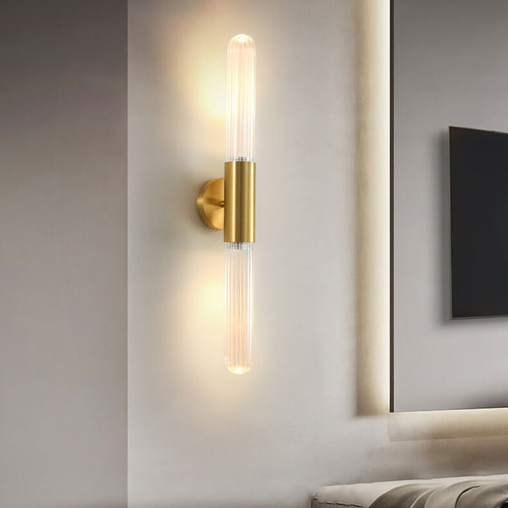 Moderne Leichte Luxus Lange Gold Klare Kupfer Glas 1-Licht Wandleuchte Lampe 