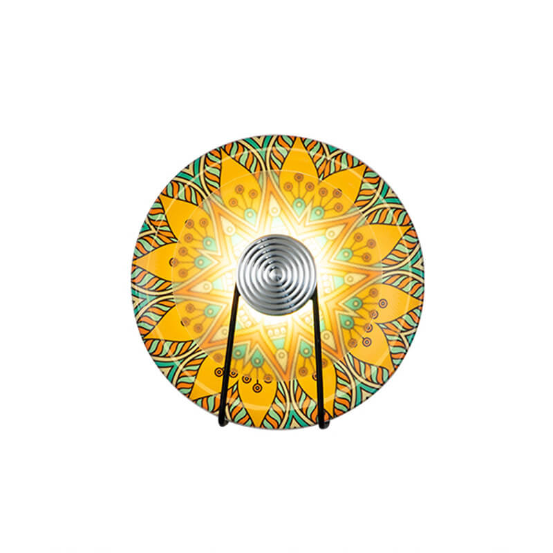 Chinese Retro Round Wrought Iron Acrylic LED Wall Sconce Lamp