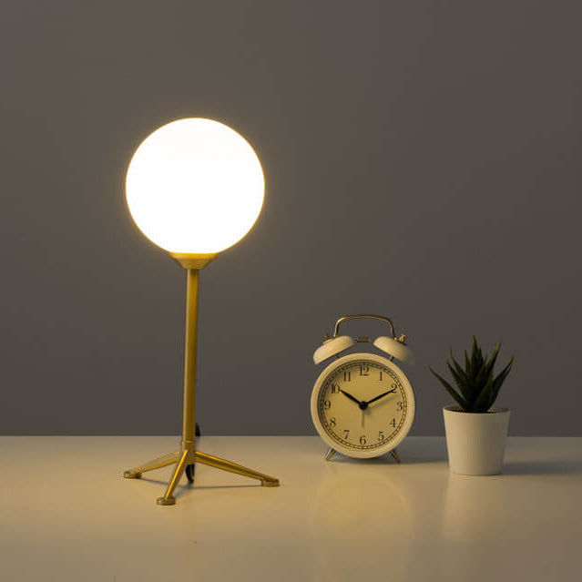 Modern Simple Spherical Milky White Lampshade 1-Light Table Lamp