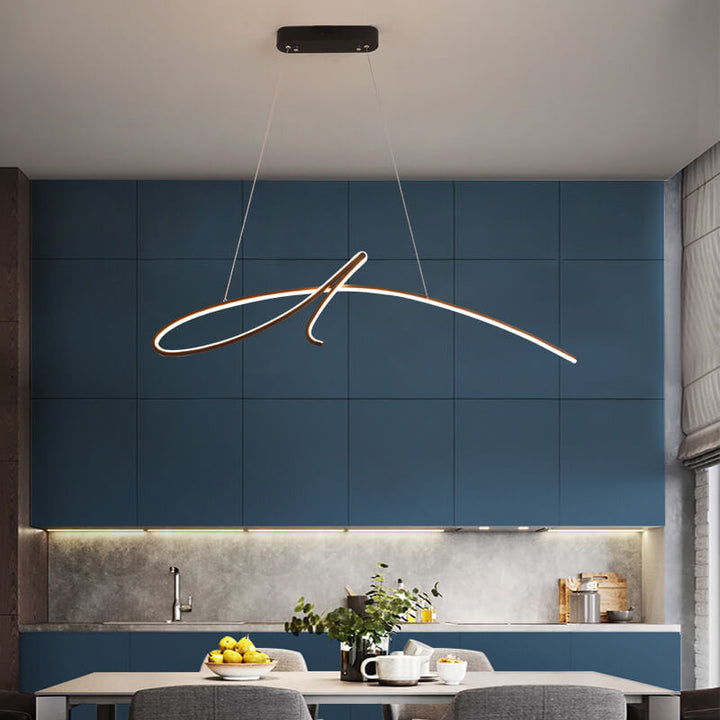 Lámpara de Araña LED de Línea de Arco Minimalista Moderna de Aluminio para Isla 