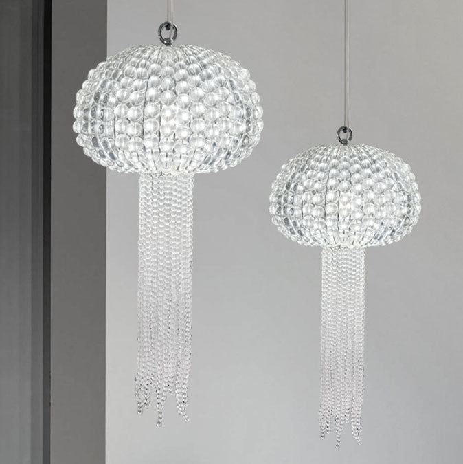 Modern Luxury Round Glass Jellyfish Shape 1-Light Pendant Light For Living Room