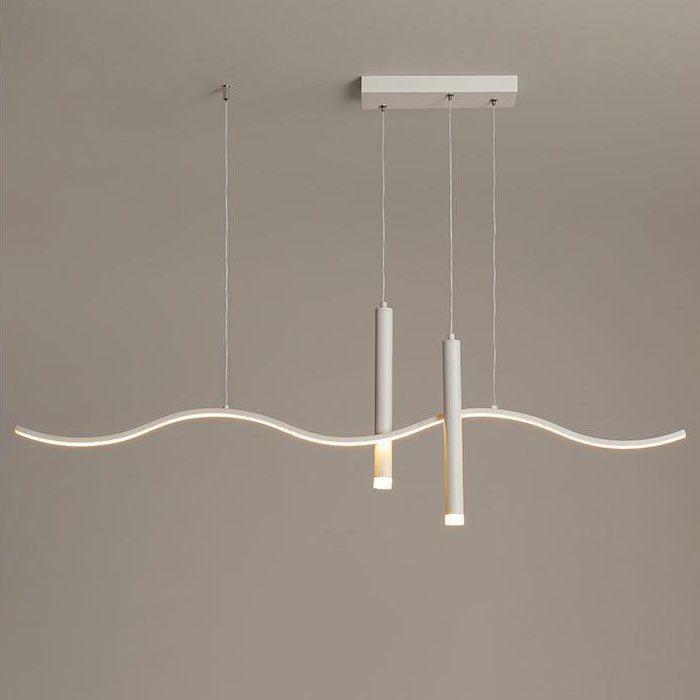 Moderne minimalistische geometrische Aluminium gewellte Linie LED Insel Licht Scheinwerfer Kronleuchter für Wohnzimmer 
