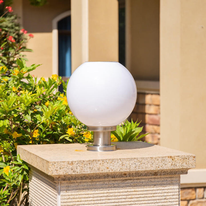 Lampe LED solaire à tête ronde en acier inoxydable et acrylique, luminaire décoratif d&