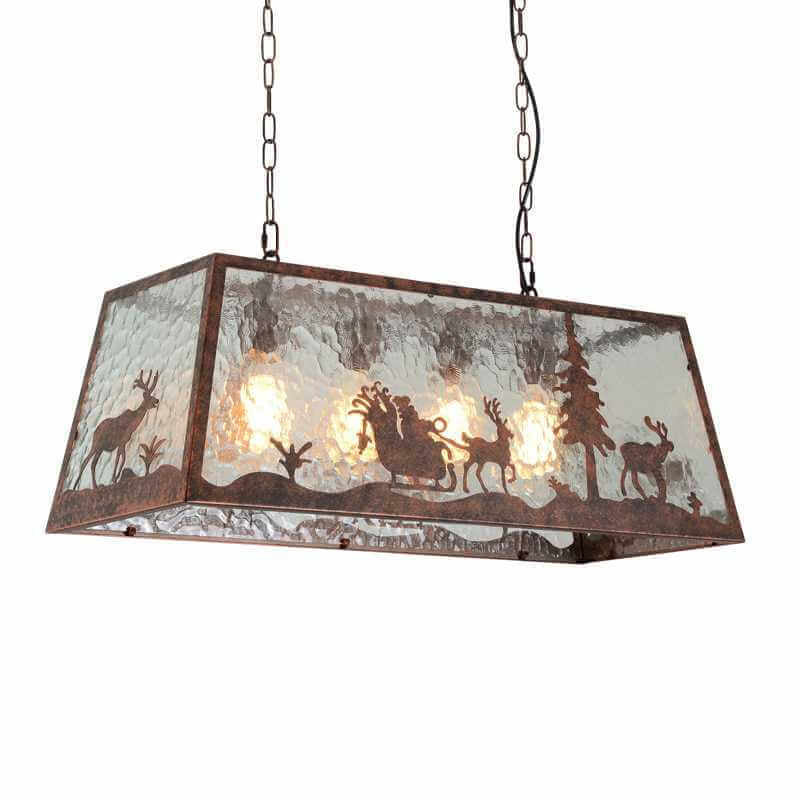 Industrieller Vintage-Wasser-Muster-Glas-Elch-Schlitten-Design 1/4 Licht-Kronleuchter 