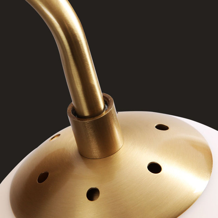 Contemporary Nordic Walnut Brass Glass Round Orb 1-Light Wall Sconce Lamp for Living Room