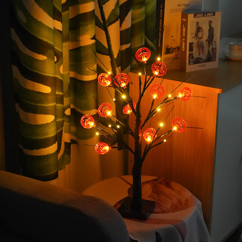 Halloween Tree Light Pumpkin Bats Simulation Tree Light USB Battery Decoration Table Lamp