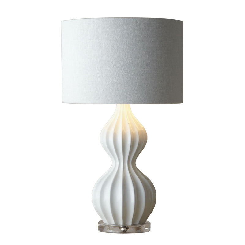 Creative Decorative White Ceramic Gourd 1-Light Table Lamp