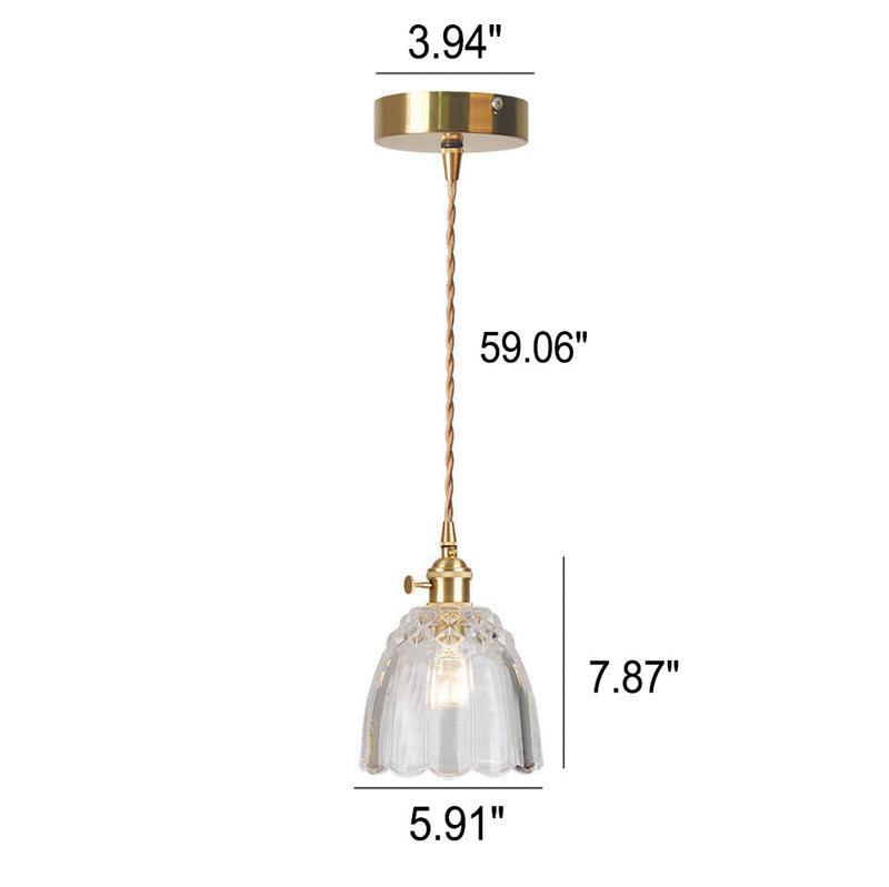 Nordic Simple Transparent Glass Lampshade Brass 1-Light Pendant Light