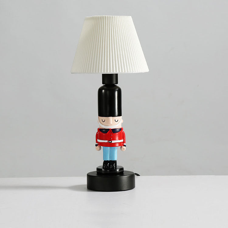 Creative Soldier Resin Fabric Cone Kids 1-Light Table Lamp