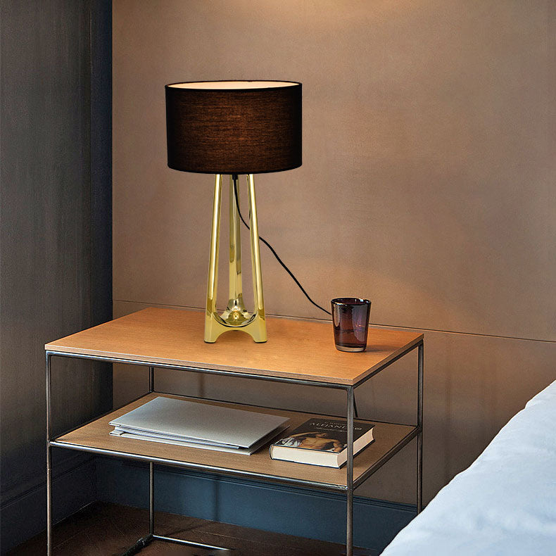 Modern Transitional Fabric Shade Resin Base 1-Light Table Lamp For Bedroom