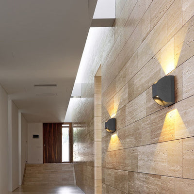 Modern Minimalist Outdoor Waterproof Square Up and Down Glow LED Wall Sconce Lamp