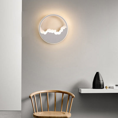 Modern Minimalist Oval Iron Refined Wave LED Wall Sconce Lamp