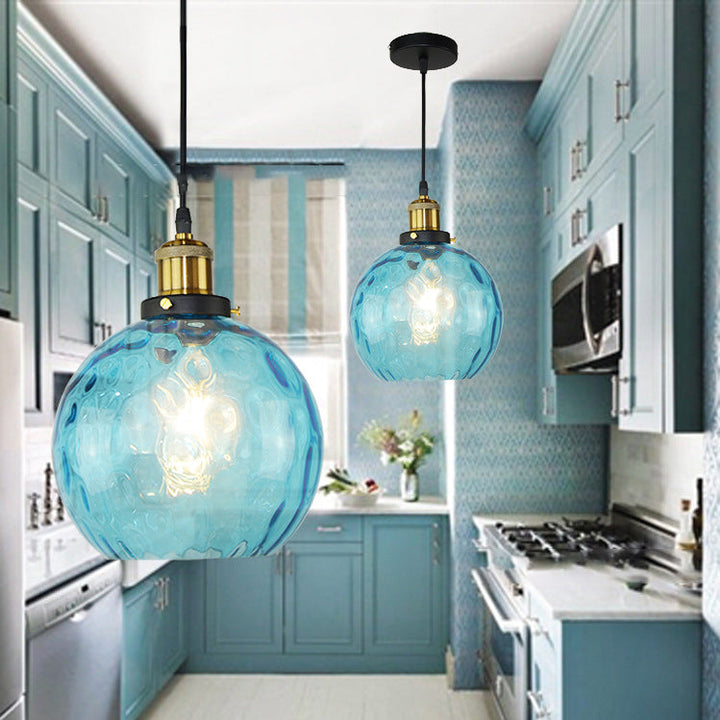 Moderne Coastal Orb Aqua Glas 1-Licht Pendelleuchte für Schlafzimmer 