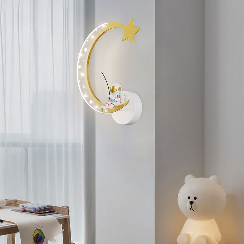 Kreative Cartoon Astronaut Star Moon Kids LED Wandleuchte Lampe