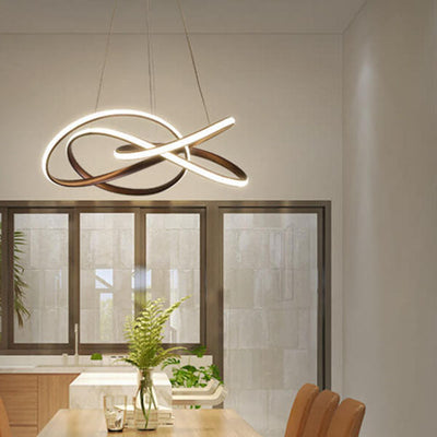 ثريا LED من الألومنيوم والأكريليك بتصميم حلقة فنية نوردية 