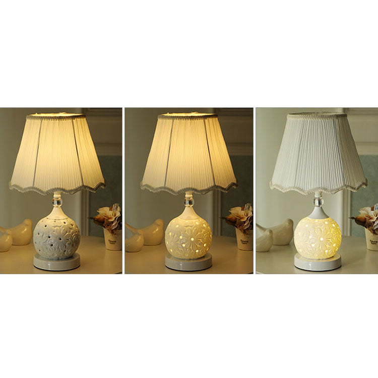 Lampe de Table en Céramique Minimaliste Européenne avec Télécommande et Variation de Lumière 1 Lumière 