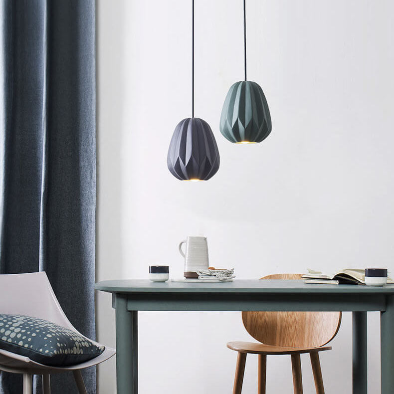 Nordic Macaron Texture Oval Resin 1-Light Pendant Light