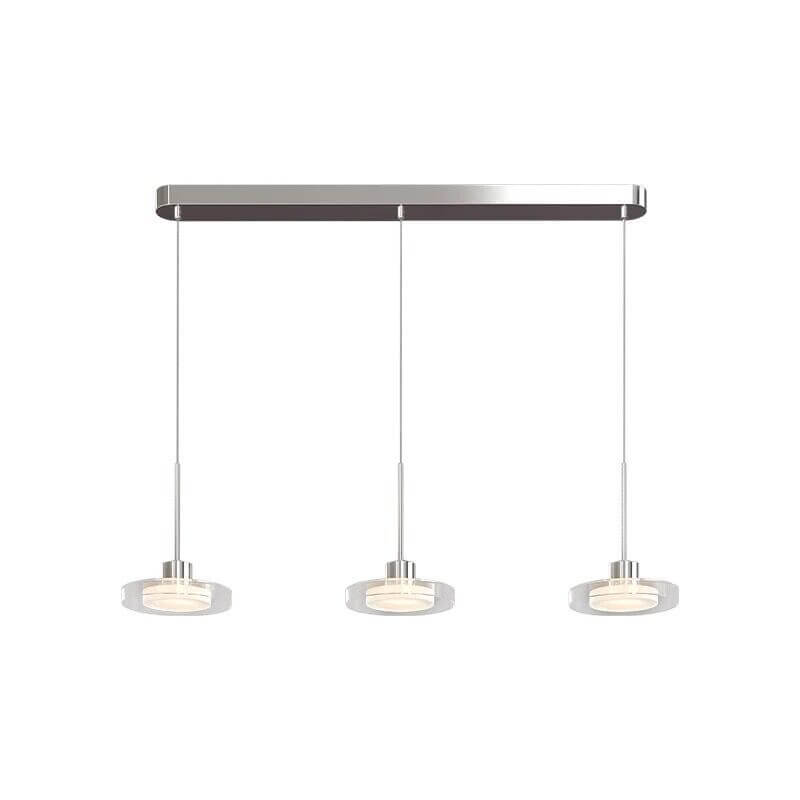 Nordic Minimalist Silver Round Glass Disc 1/3 Light LED Island Light Chandelier