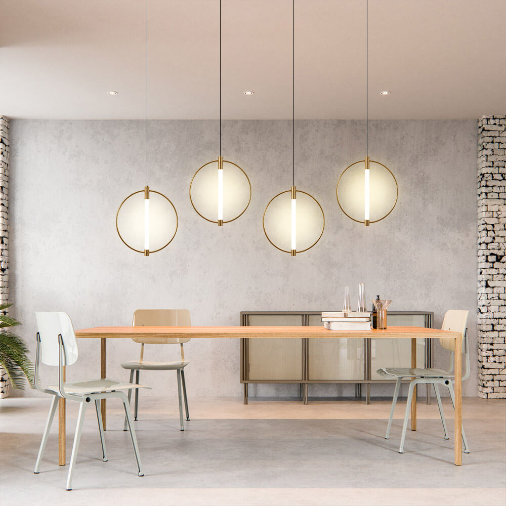 Pendentif LED acrylique en fer forgé avec anneau moderne nordique 