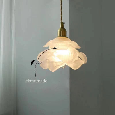 French Vintage Petal Glass 1-Light LED Pendant Light